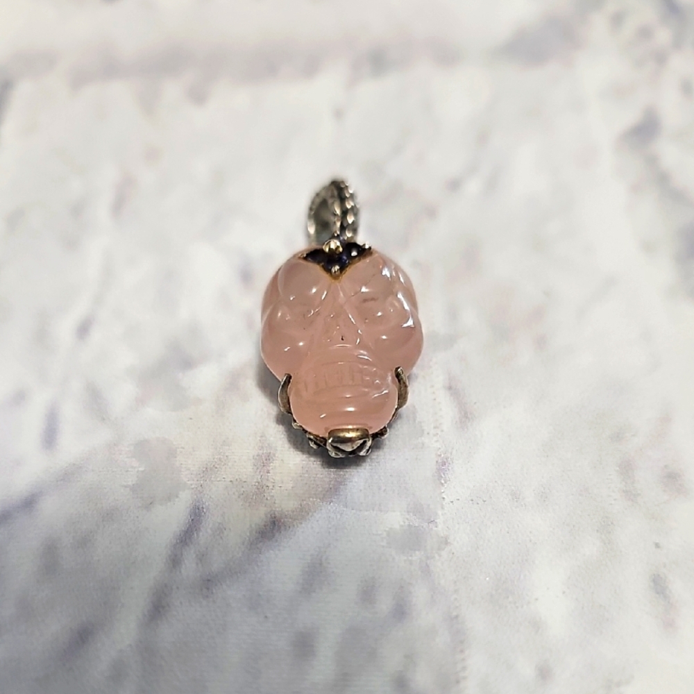 BARBARA BIXBY SKULL Charm Pendant  Rose Quartz Iolite GEMSTONE FLOWER SS18